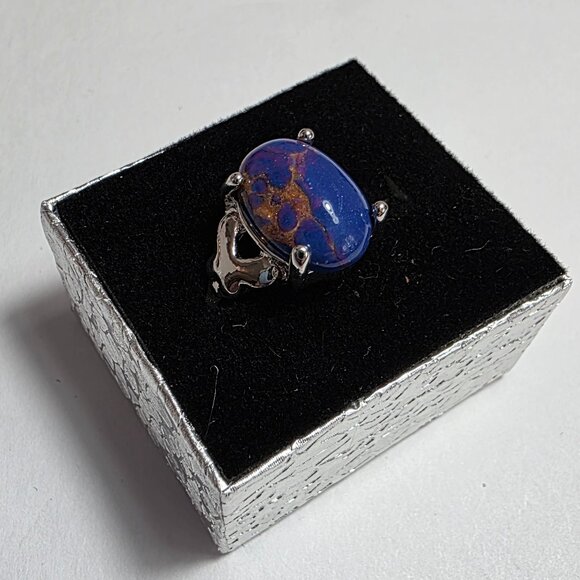 Jewelry - Blue and Copper Stone Statement Ring Silver Tone | EU 16 (US 6)